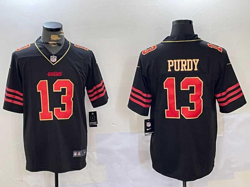 Mens San Francisco 49ers #13 Brock Purdy Black Golden Edition Stitched Nike Limited Jersey Dzhi